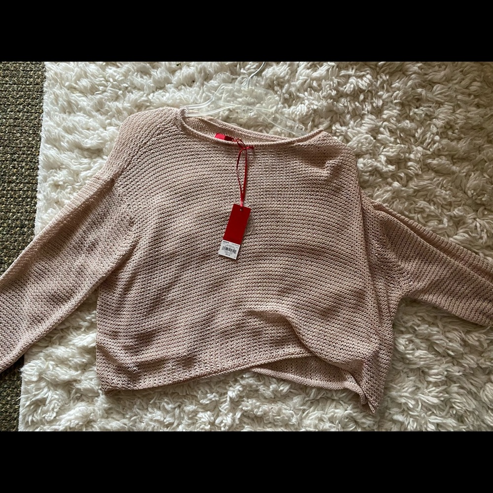 Baby pink mesh/knit oversized sweater. Size S/M (depends how you style!